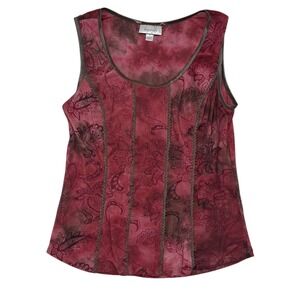 VTG Dressbarn Top Women's Medium Red Floral Y2K Fairy Corset Style Renaissance‎